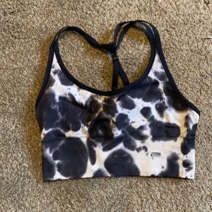 Black and white marbled sports bra